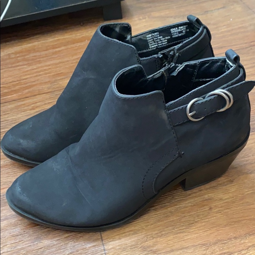 black ankle boots with buckle detail